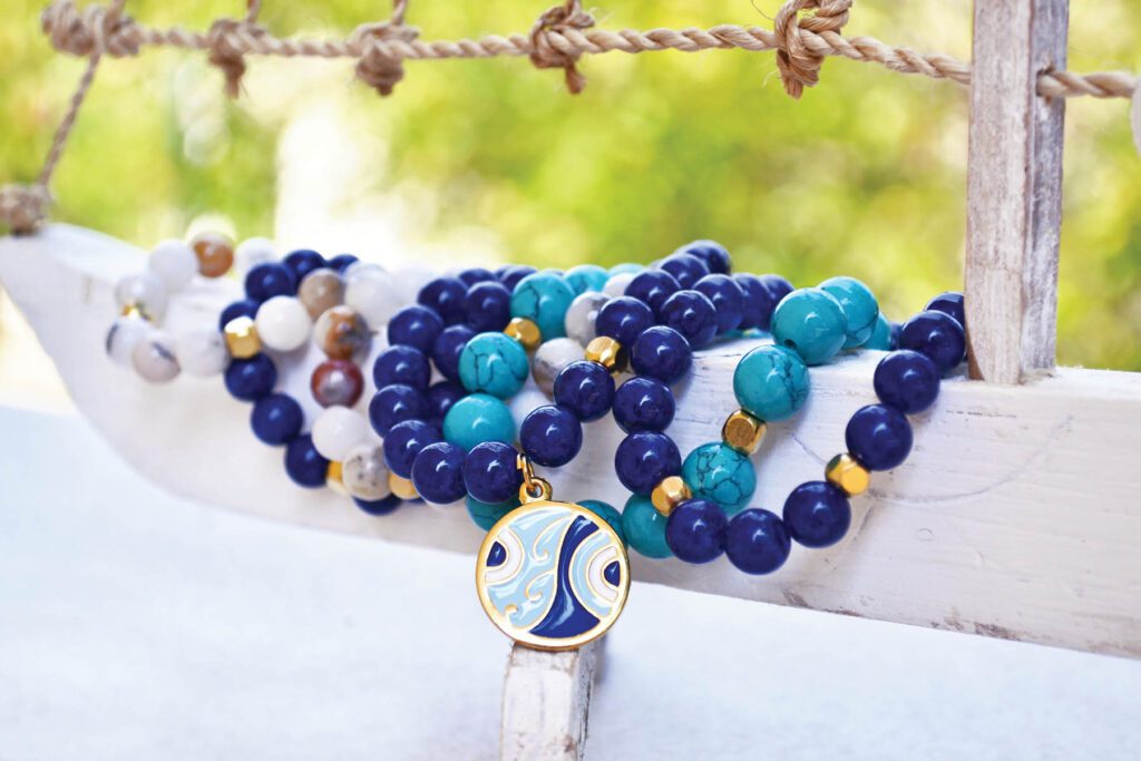 blue agate gemstone bracelets - greek jewelry with evil eye - fashion accessories advertisement