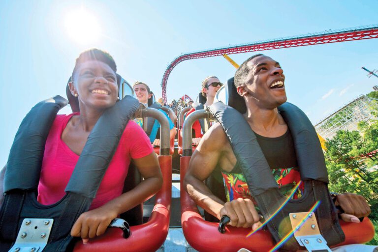 couple on rollercoaster ride